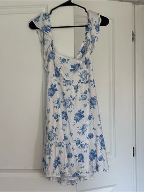 Hollister White Mini Dress with Blue Floral Print